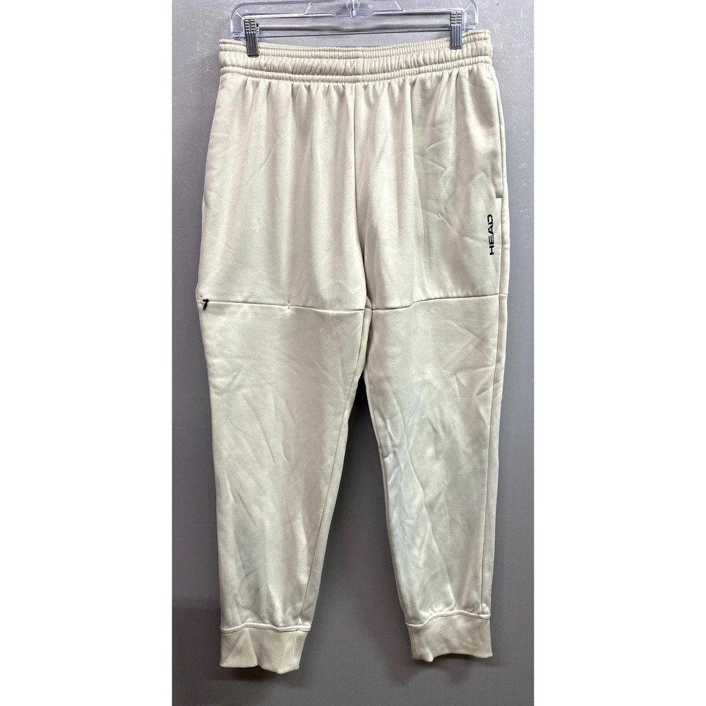 Head Jogger Sweatpants Mens Large Cream Fleece Lined Pockets Drawstring Waist
